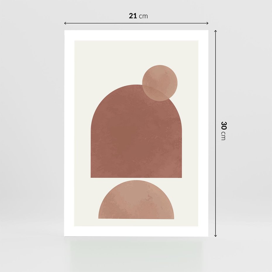 Plakat bez ramy 21x30 - Rozkwitające Odbicia - abstrakcyjne geometryczne kształty, odcienie brązu i beżu