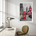 Plakat w ramie 50x70 - Londyńska Budka przy Big Benie - Londyn, budka - rama biała