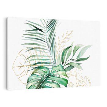 Obraz na płótnie 70x50 - Luksus w Detalu - złote, liście