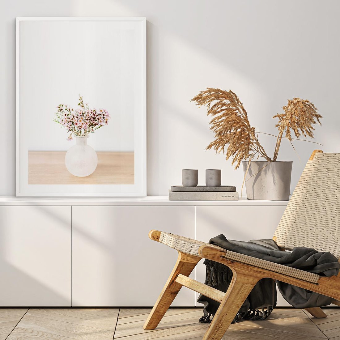 Plakat bez ramy 40x50 - Kwiaty w Minimalistycznym Wazonie - kwiaty, wazon