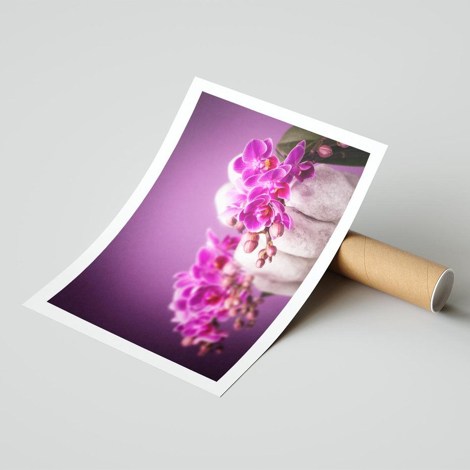 Plakat bez ramy 50x70 - Relaksująca orchidea w spa - spa, orchidea