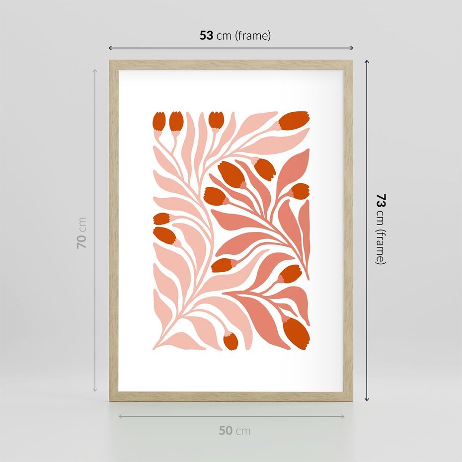 Plakat w ramie 50x70 - Nieskrępowane wyobraźnie kolorów - kwiaty, pastelowe kolory - rama drewno