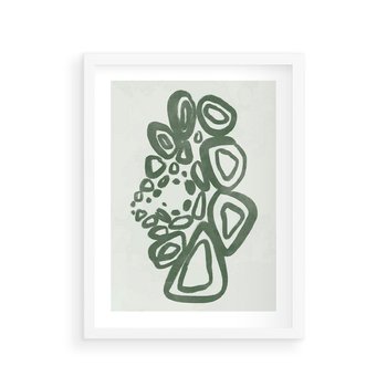 Plakat w ramie 40x50 - Migotliwe Widzenia Zieleni - zielona abstrakcja, zgaszona zieleń - rama biała