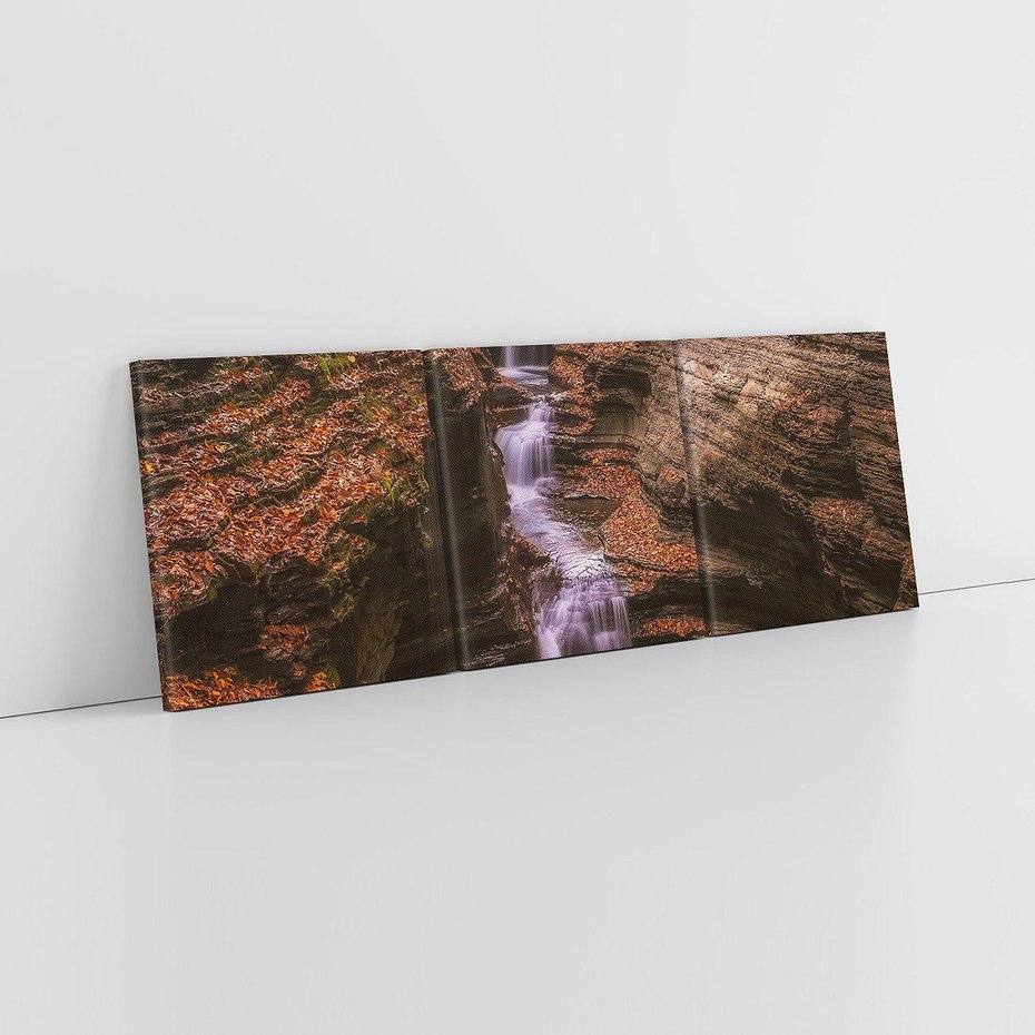 Obraz na płótnie 120x40 - Barwna Harmonia - strumień, las