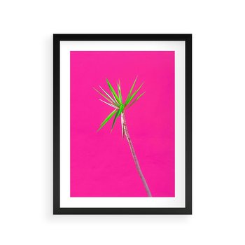 Plakat w ramie 30x40 - Retro Stylizacja - palma, liście - rama czarna