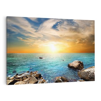 Obraz na płótnie 100x70 - Zachód słońca na plaży - plaża, zachód