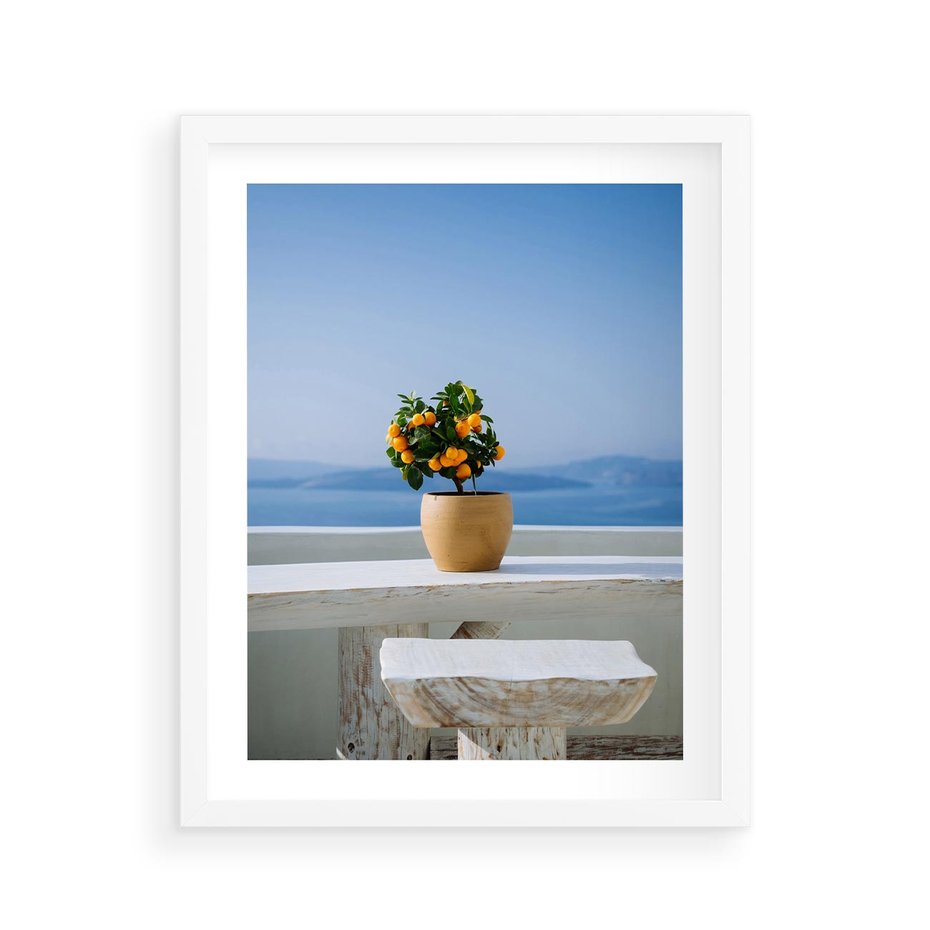 Plakat w ramie 40x50 - Uroki Santorini - Santorini, Grecja - rama biała