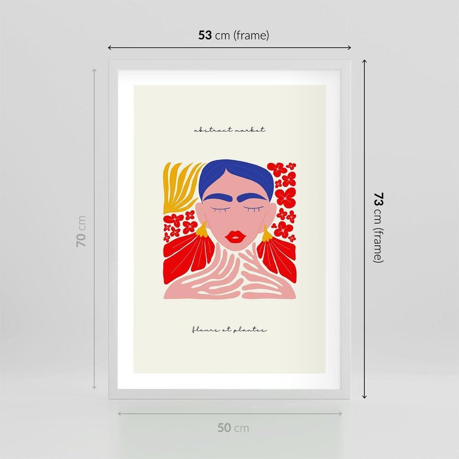 Plakat w ramie 50x70 - Bezgraniczne Rytmy - kobieta, sztuka abstrakcyjna - rama biała