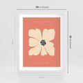 Plakat w ramie 40x50 - Malowane Kolorowe Echa - minimalistyczna grafika, biały kwiat na różowym tle - rama biała