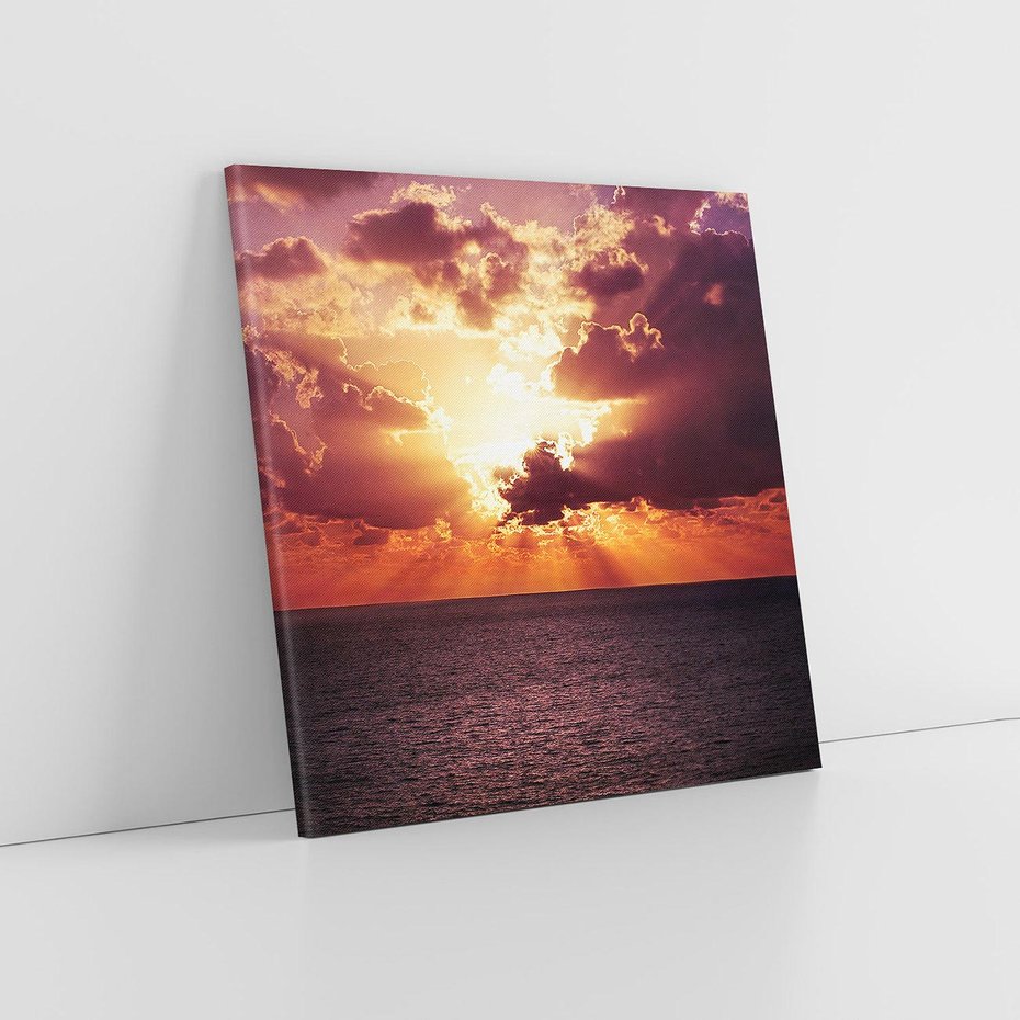 Obraz na płótnie 40x40 - Słońce i chmury nad morzem - słońce, chmury