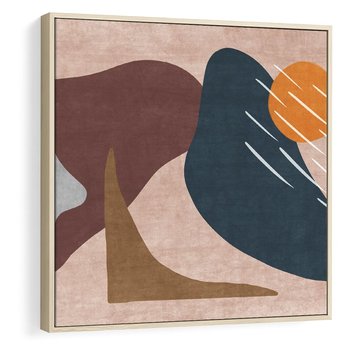 Obraz w ramie 80x80 - Opowieść szepczących pędzli - abstrakcyjne plamy, kształty - rama drewno