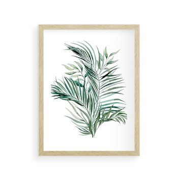 Plakat w ramie 30x40 - Blask Natury - złote, liście - rama drewno