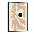 Obraz w ramie 70x100 - Eksploracja Abstrakcji - beżowa absrakcyjna kompozycja, czarny akcent - rama czarna