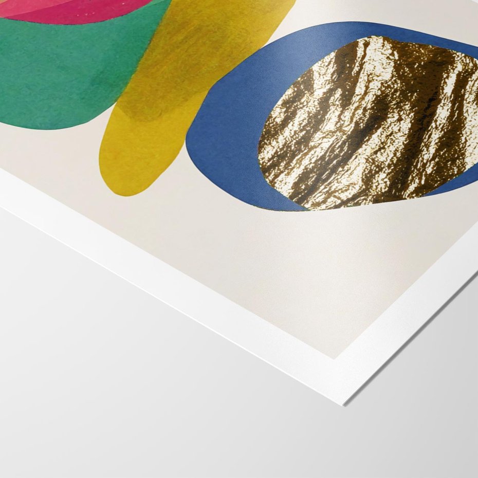 Plakat bez ramy 21x30 - Kolorowe Przenikanie Kształtów - abstrakcyjne formy, obraz olejny