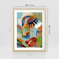 Plakat w ramie 30x40 - Wibracje Kształtów - abstrakcyjny portret kobiety, twarz - rama drewno