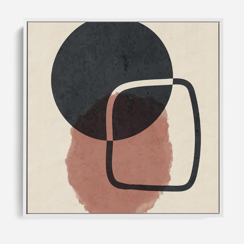 Obraz w ramie 50x50 - Abstrakcyjna Harmonia - abstrakcyjne nieregularne kształty, minimalistyczny plakat - rama biała