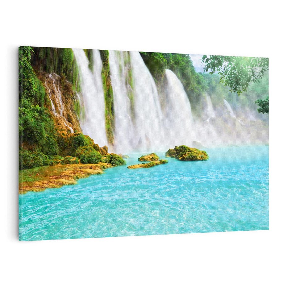 Obraz na płótnie 100x70 - Magia wodospadu - mistyczna dżungla - wodospad, dżungla