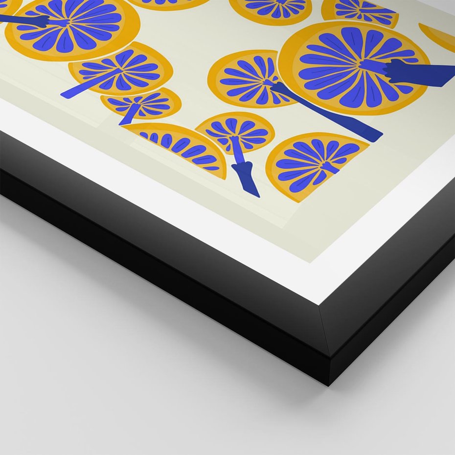 Plakat w ramie 40x50 - Malowane w słońcu - abstrakcyjna kompozycja, grzyby - rama czarna