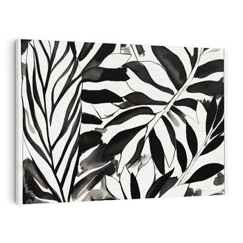 Obraz na płótnie 120x80 - Czarne Liście - akwarelowy obraz, czarno biały