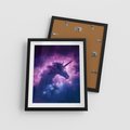 Plakat w ramie 40x50 - Mityczna podróż - kosmos, jednorożec - rama czarna