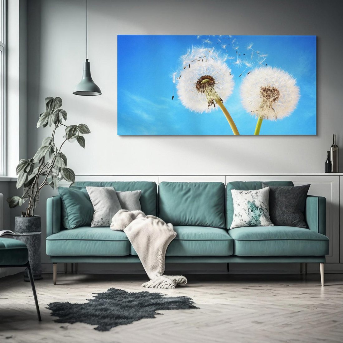 Obraz na płótnie 120x60 - wiatr pełen marzeń - dmuchawce, wiatr