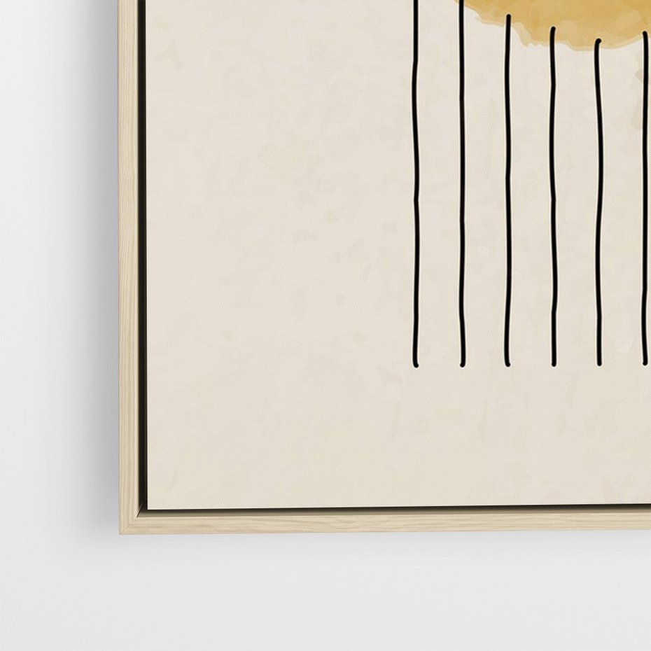 Obraz w ramie 70x100 - Podróżne Kreski - akwarelowa plama, geometryczne szkicowane kształty - rama drewno