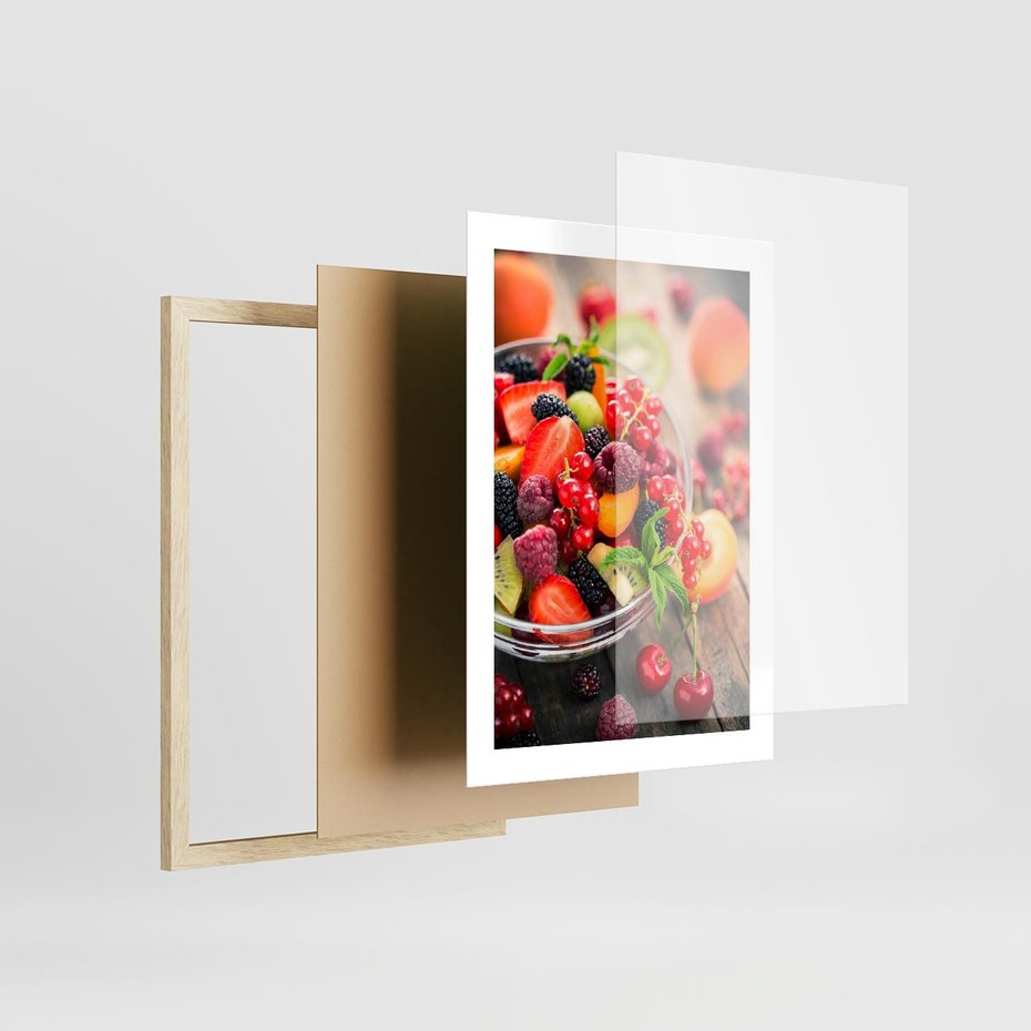 Plakat w ramie 30x40 - Smakowite Porywy - owoce, jedzenie - rama drewno