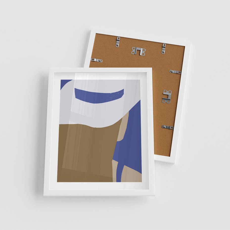 Plakat w ramie 40x50 - Kobiecy Wiatr - plakat retro, kobieta w kapeluszu - rama biała