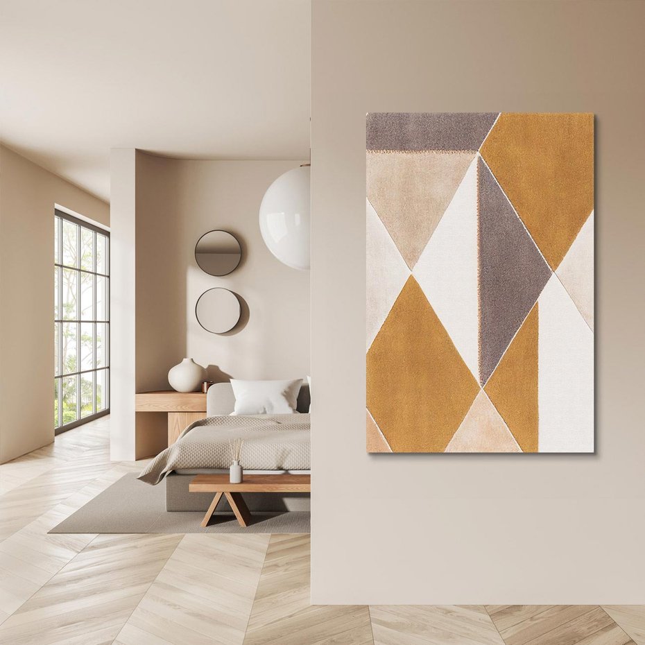 Obraz na płótnie 80x120 - Odblaski niespełnionych marzeń - kompozycja z trójkątów, mix kolorów ziemi