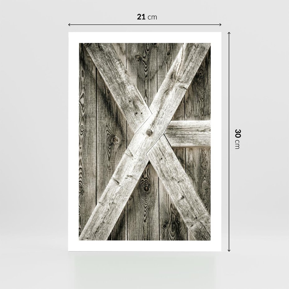 Plakat bez ramy 21x30 - Drewniane Drzwi do Stodoły - stare drzwi do stodoły, drewniane