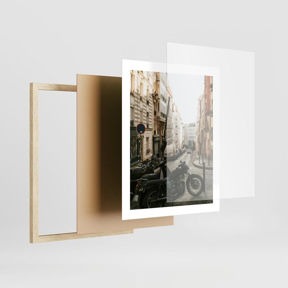 Plakat w ramie 40x50 - Ducha Przygody - motor, uliczka - rama drewno