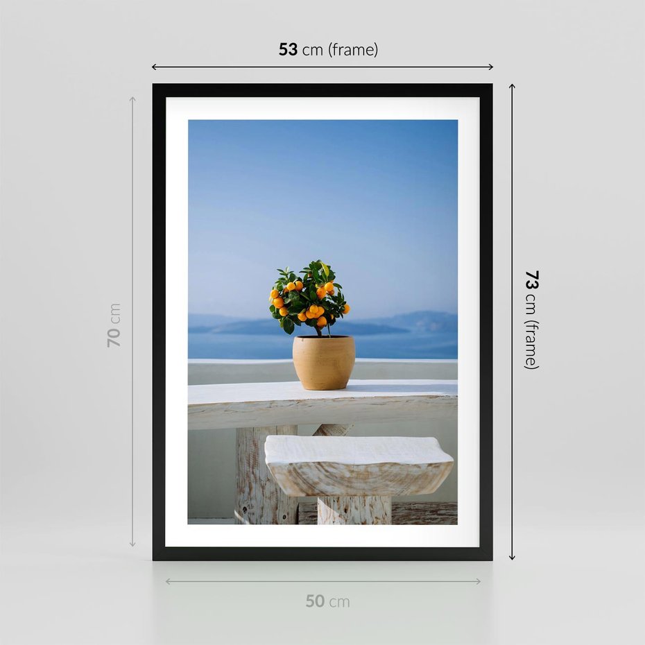 Plakat w ramie 50x70 - Uroki Santorini - Santorini, Grecja - rama czarna