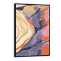Obraz w ramie 70x100 - Pokreślony Świat - abstrakcyjne formy, odcienie pomarańczu i fioletu - rama czarna