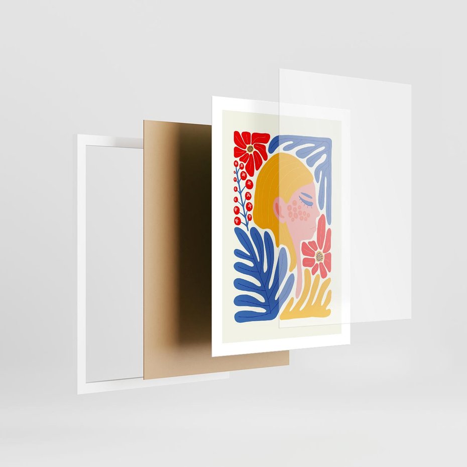 Plakat w ramie 50x70 - Kolorowe Rytmy - kobieca sztuka, abstrakcja - rama biała