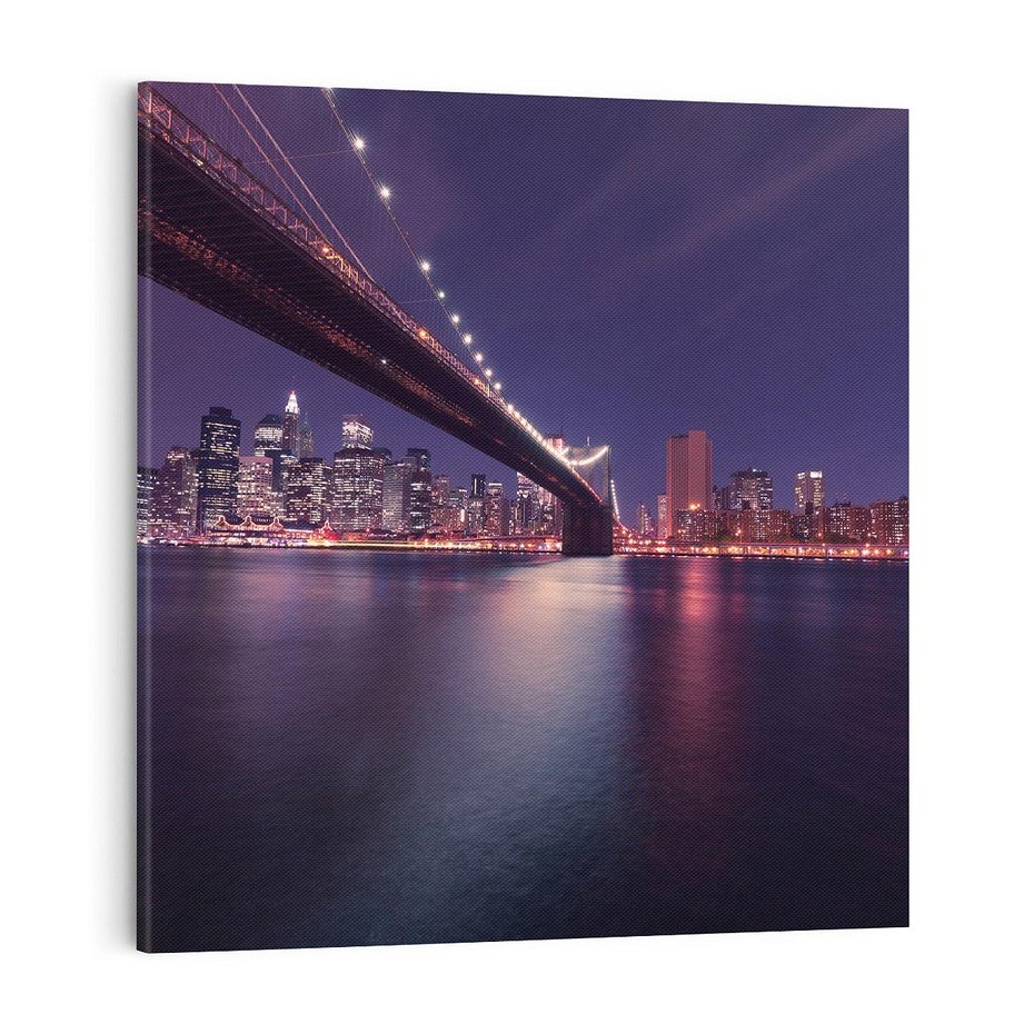 Obraz na płótnie 70x70 - Most w Nowym Jorku nocą - most, Nowy Jork