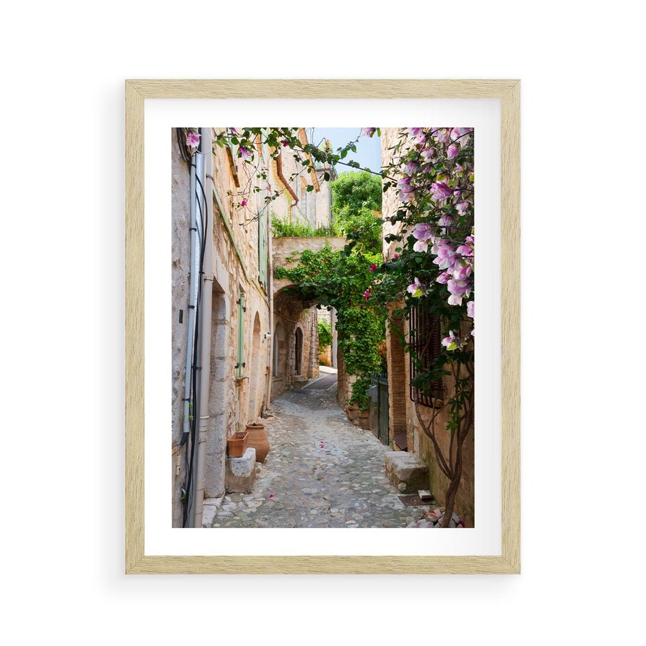 Plakat w ramie 40x50 - Ścieżka W Nieskończoność - uliczka, perspektywa - rama drewno