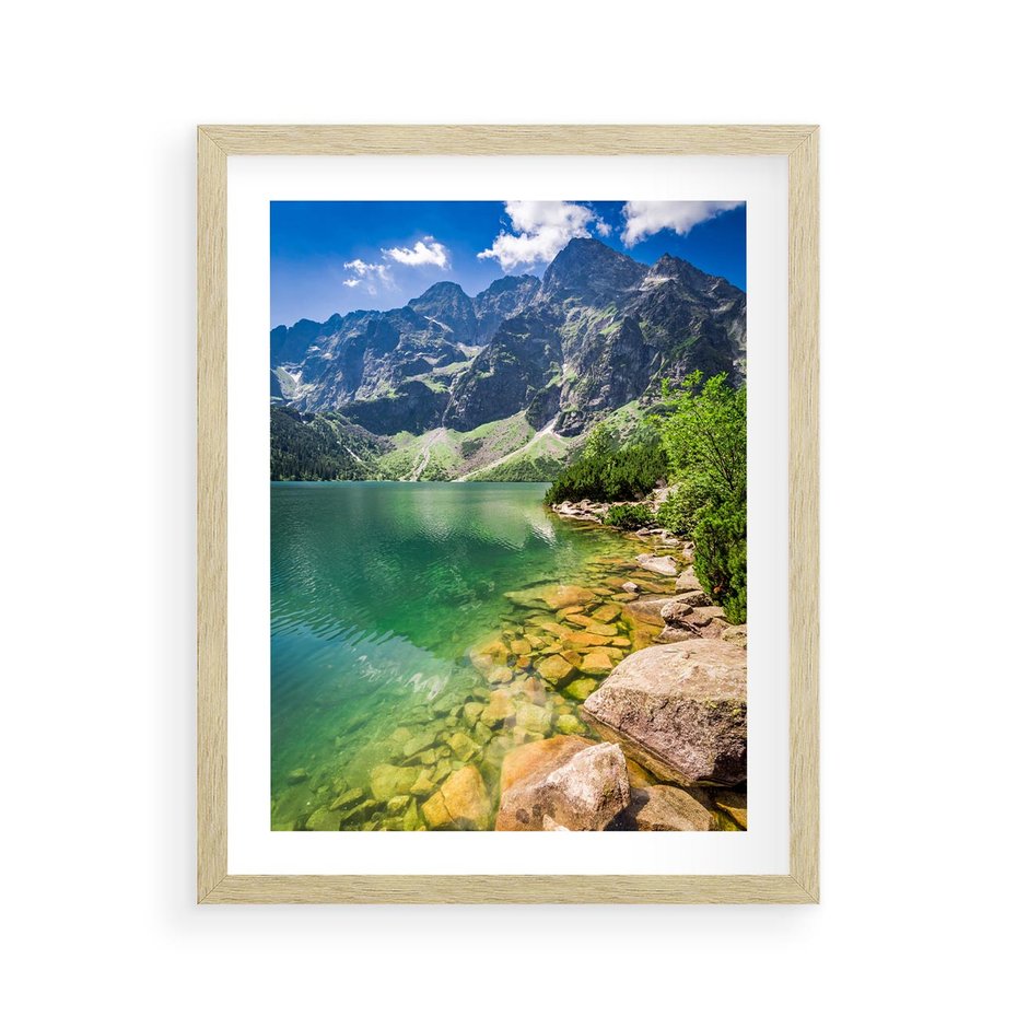 Plakat w ramie 40x50 - Mistyczne Połączenie - jezioro, góry - rama drewno