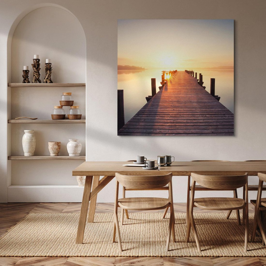Obraz na płótnie 30x30 - Morze w blasku molo - morze, molo