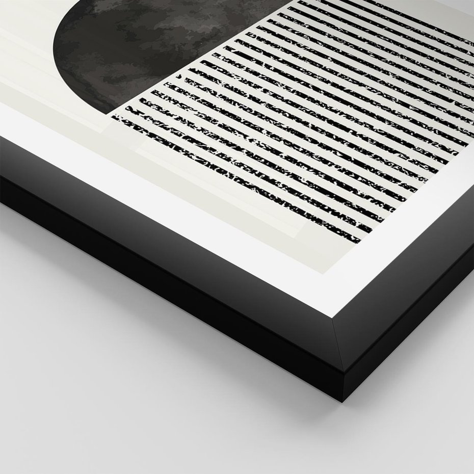 Plakat w ramie 30x40 - Księga Wibracji - abstrakcyjne czarno białe formy, minmalizm - rama czarna