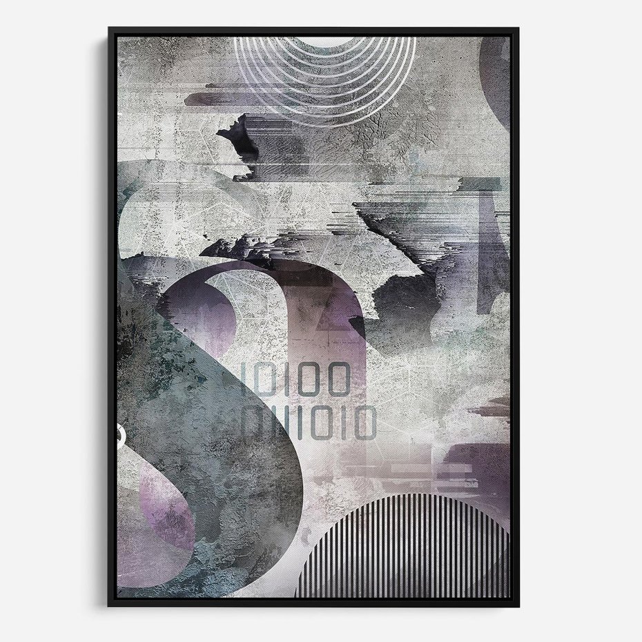 Obraz w ramie 70x100 - Nocne opowieści w barwach - typografia, abstrakcja - rama czarna