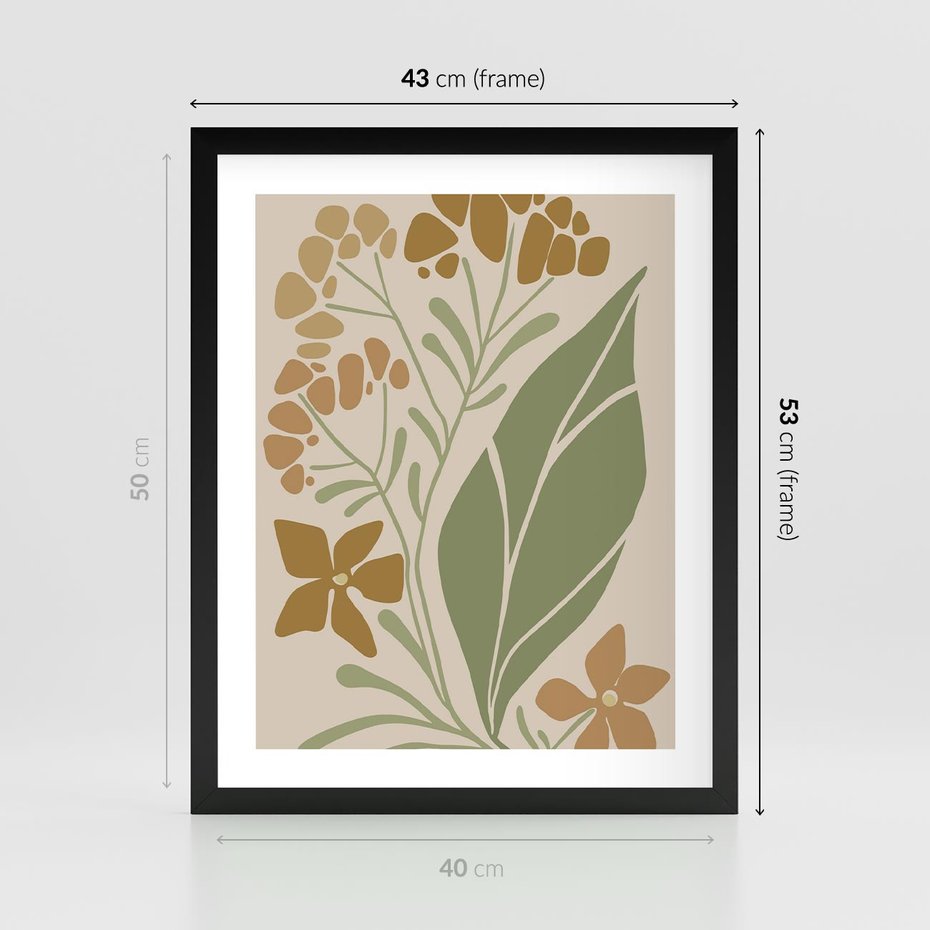Plakat w ramie 40x50 - Subtelność Utajona - nowoczesny plakat, roślinność - rama czarna