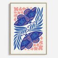 Obraz w ramie 50x70 - Migotliwa Rzeczywistość - ćmy, kwiaty - rama drewno