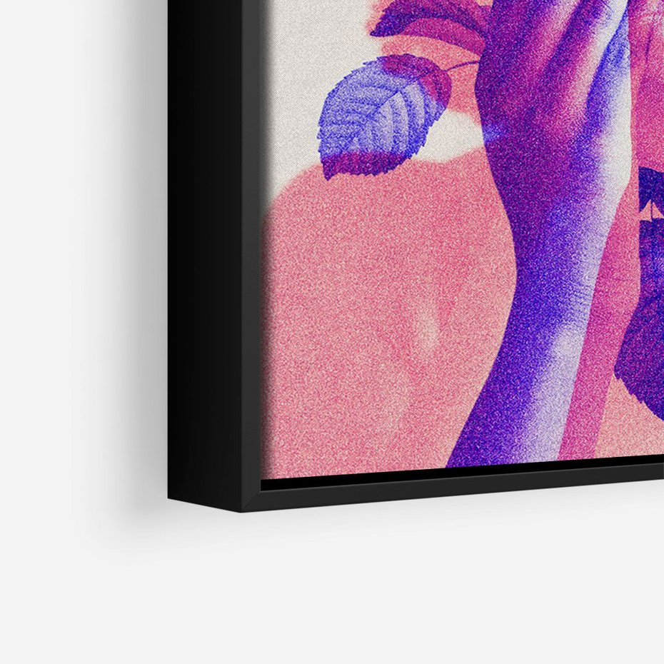 Obraz w ramie 50x70 - Kwiaty we Włosach - różowa postać, grafika - rama czarna