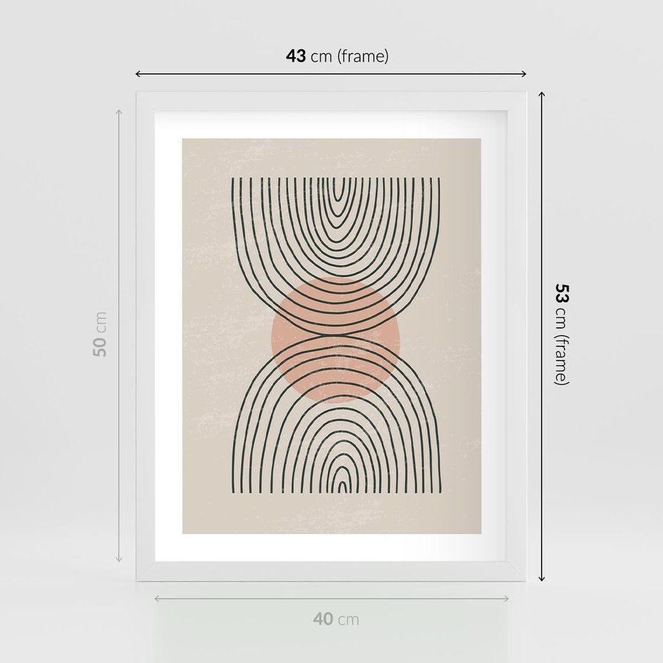 Plakat w ramie 40x50 - Nowy Rytuał - abstrakcyjna sztuka, boho kształty - rama biała