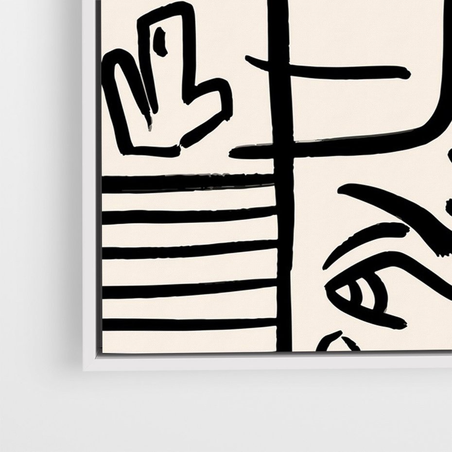 Obraz w ramie 80x120 - Ekspresyjne Odbicia Współczesności - abstrakcyjna grafika, minimalizm - rama biała