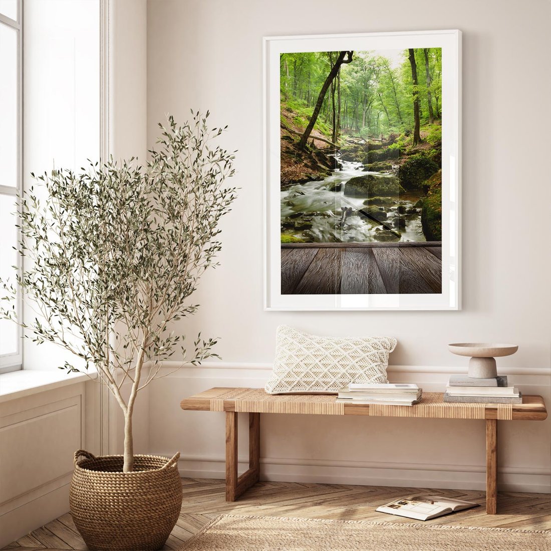 Plakat bez ramy 40x50 - Strumyk w lesie - strumyk, w lesie