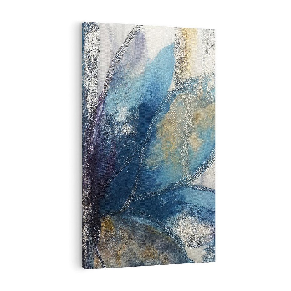 Obraz na płótnie 80x120 - Tekstura Kwiatu - olejny obraz, niebieski kwiat