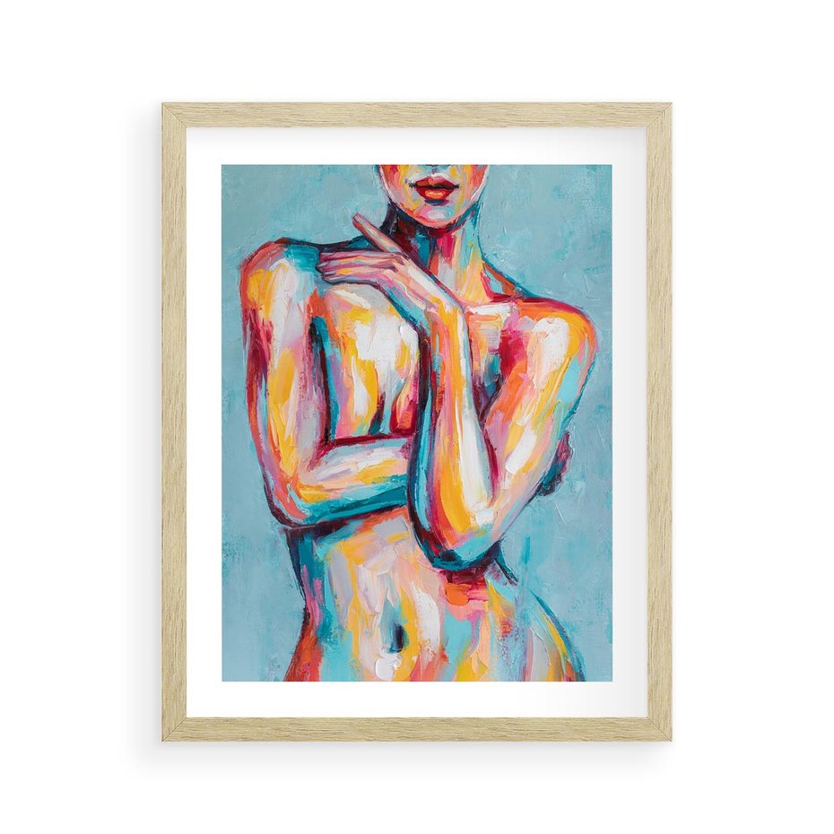 Plakat w ramie 40x50 - Nagie Natchnienie - obraz olejny, naga kobieta - rama drewno