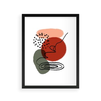 Plakat w ramie 50x70 - Boho w Brązie - abstrakcyjna sztuka, boho kształty - rama czarna