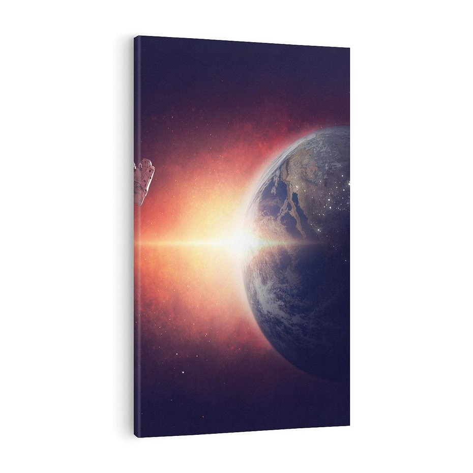 Obraz na płótnie 50x70 - Kosmiczne spotkanie: ziemia i słońce - kosmos, ziemia